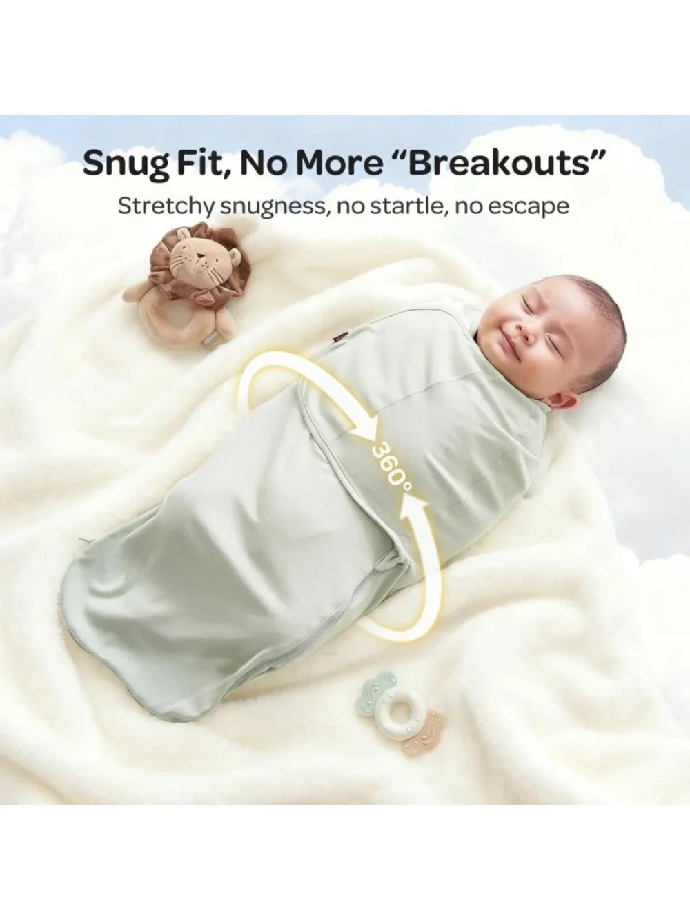 Cozy Newborn Swaddles 0-3 Months, Quiet Fastener Sleep Sack, 2-Pack Essentials